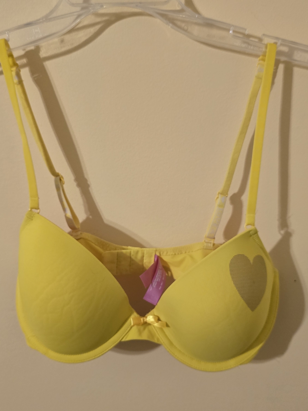 PINK Victoria's Secret Bright Yellow Heart Push-Up Bra